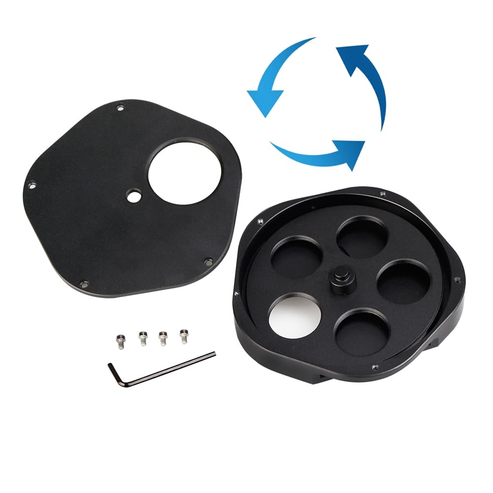 Roue de Filtre de Télescope Filtre Métallique 5 Positions pour Oculaire de Télescope pour Télescopes Astronomiques 2 Pouces