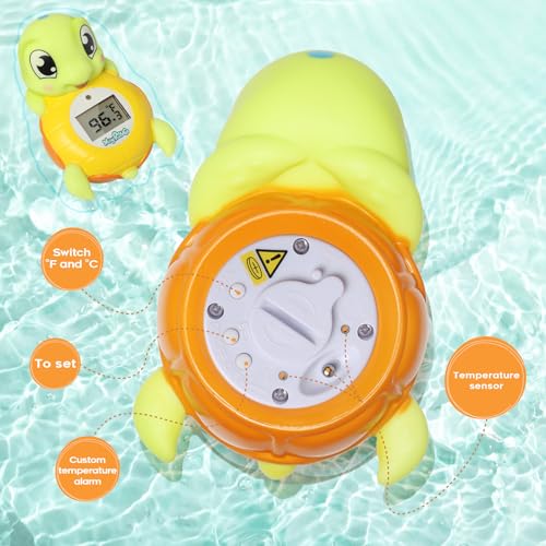 Image of Backstroke Sea Turtle Baby Bath Thermometer,The Infant Baby Bath Floating Toy Safety Temperature Water Thermometer, BPA Free, New Baby Essentials | BPA Free Infant Baby Bath Floating Temperature Toy ,Water Thermometer, New Baby Essentials