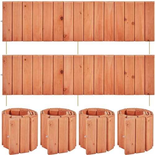 Yaheetech Wood Garden Fence,6pcs Outdoor Wooden Landscape Edging Flexible No