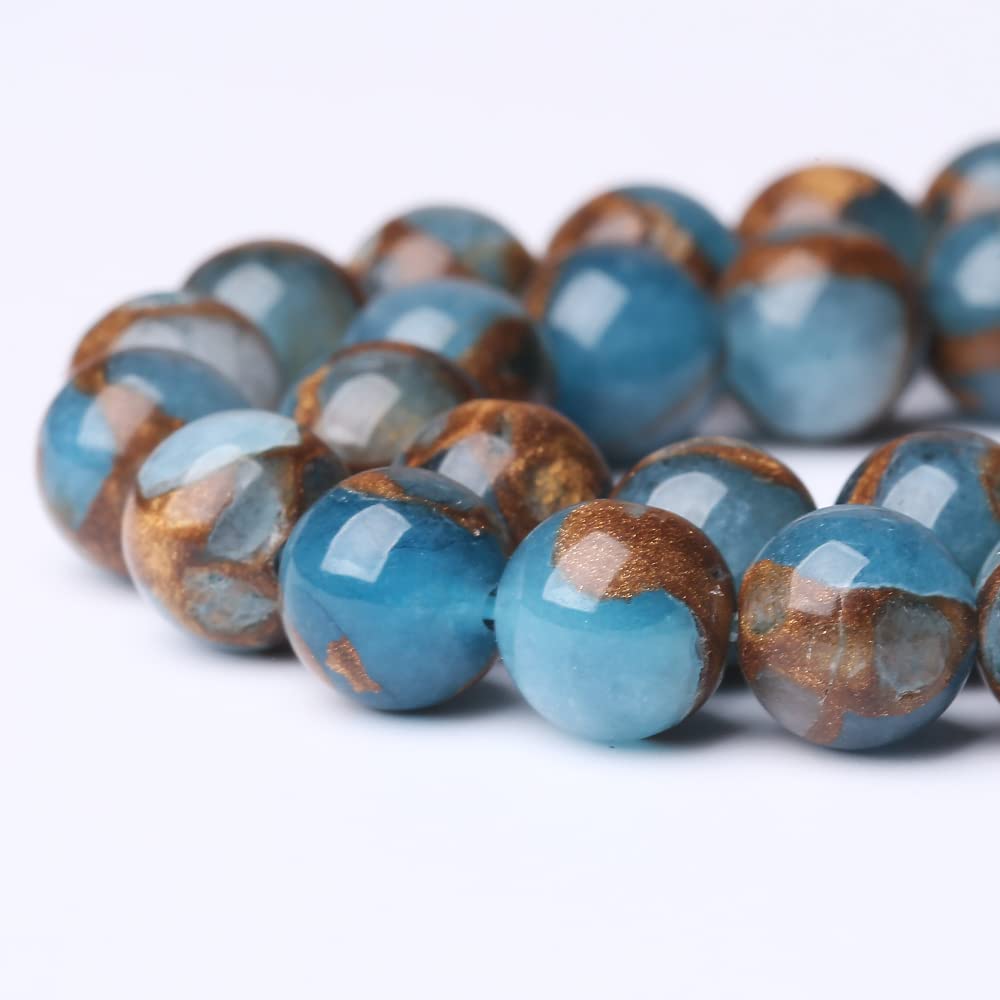 60 Ciondoli In Pietra Naturale Di Agata Di Pavone – Rotondi 6 Mm, Foro 0,8 Mm, Per Creazione Gioielli Fai Da Te (Bracciali, Collane), 15 Pollici - 2