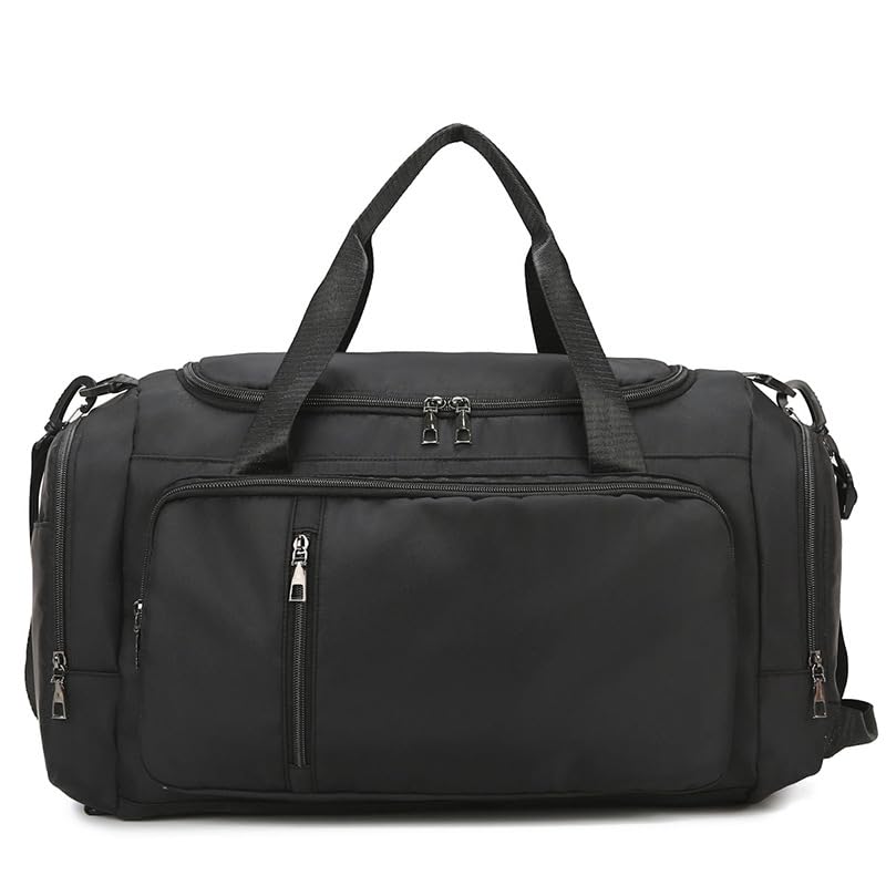 Convertible Backpack Duffle Bag with Wet-Dry Compartments - 36-55L Large Capacity Gym Bag for Men & Women, Travel Backpack Weekender Overnight Bag, 6 Colors (Black)