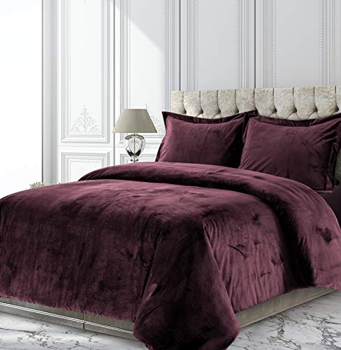 Tribeca Living Velvet Duvet Cover Queen Oversized...