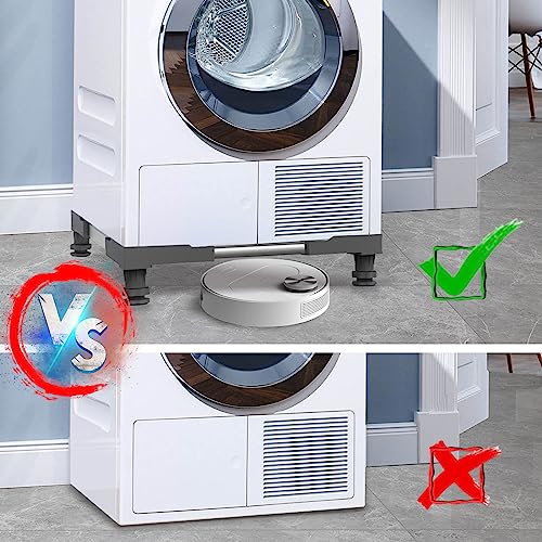 NIUXX Waschmaschinen Untergestell mit 4 Füßen für Waschwaschine,Kühlschrank und Trockner,Verstellbare Waschmaschinensockel mit Rutschfester Stoßdämpfungsfunktion,(Einstellbare:42-65cm)