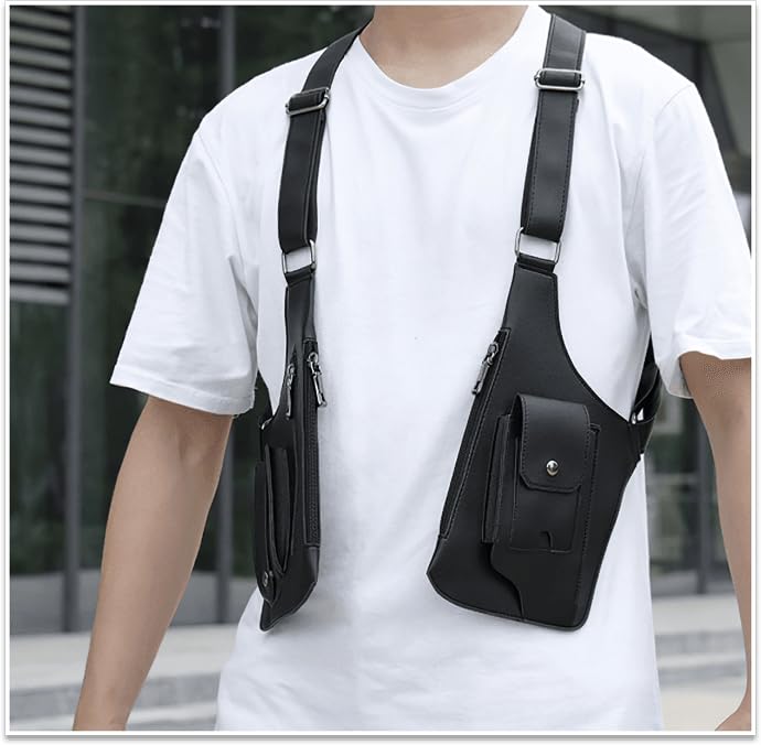 Double Shoulder Armpit Bag, Anti-Theft Hidden Underarm Strap Wallet Pocket Holster Phone Leisure Double Shoulder Pouch4
