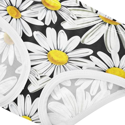 Cotton Toddler Underwear Floral White Daisies Yellow Floral Black Little Girl Panties Fun Kids Undies Briefs 2t4