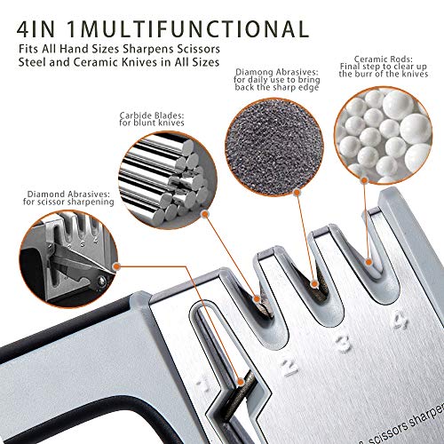 4-in-1 Kitchen Knife Sharpener,4-Stage Knife AccessoriesHelps Repair Professional Knife Sharpening Tool for Kitchen Knives