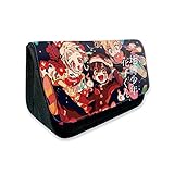 Material: Leinwand Anime Toilet-Bound Hanako-kun Bleistift Taschen Hanako-Kun Leinwand Stiftetui Kinderschule Große Kapazität Tasche Yahiro Nene Tragbare Kosmetiktasche (D)