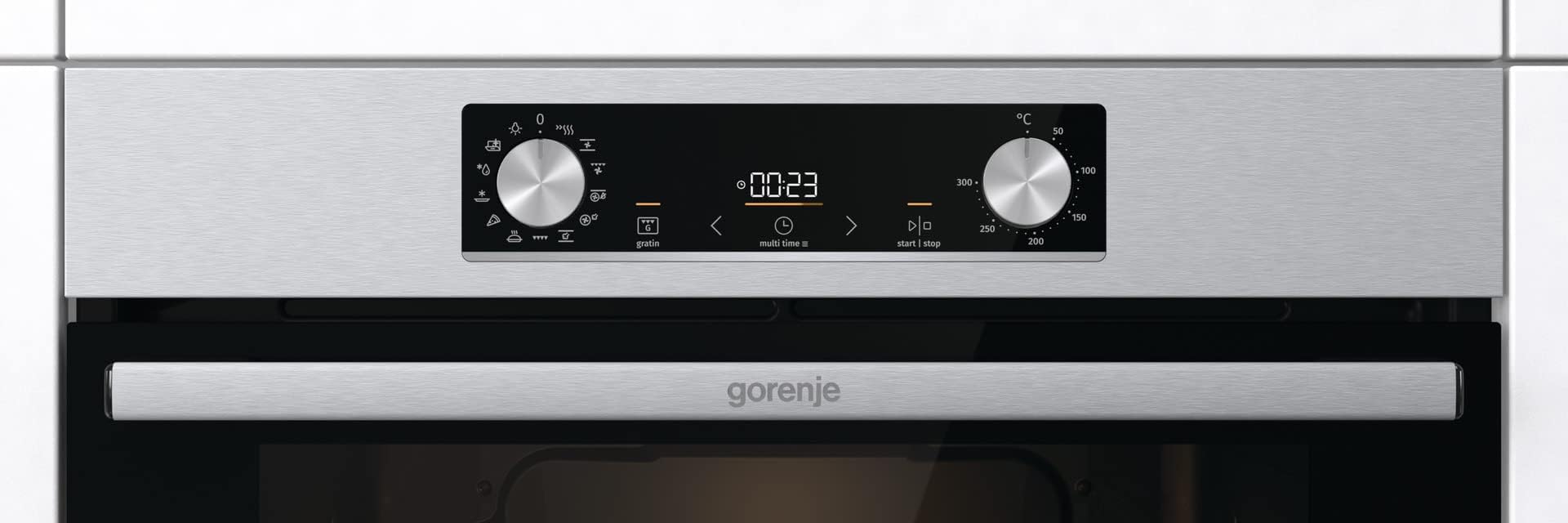Gorenje OptiBake BOS 6737 E02X Four encastrable / 77 L/AquaClean/Air chaud/ExtraSteam/AirFry/PerfectGrill/Pizzamode 300 °C/Acier inoxydable