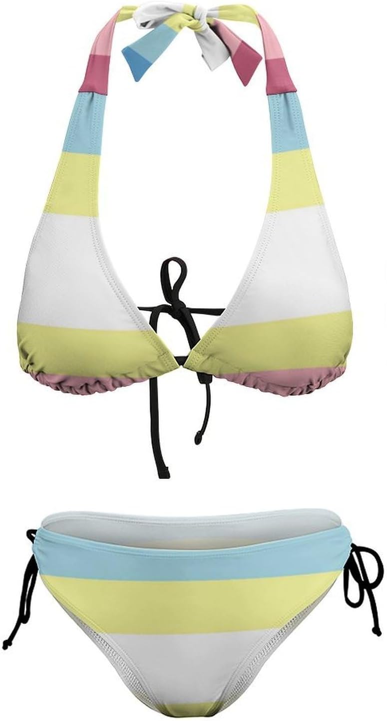 MAPs Prideful Flag Novelty Women's 2 Piece String Bikini Set Swimsuits Bathing Suit Swimwear