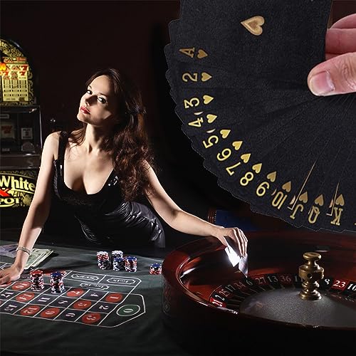 Wasserdichte Pokerkarten aus Kunststoff - Schwarzer Diamant Design - 1 Deck Spielkarten – Bild 6