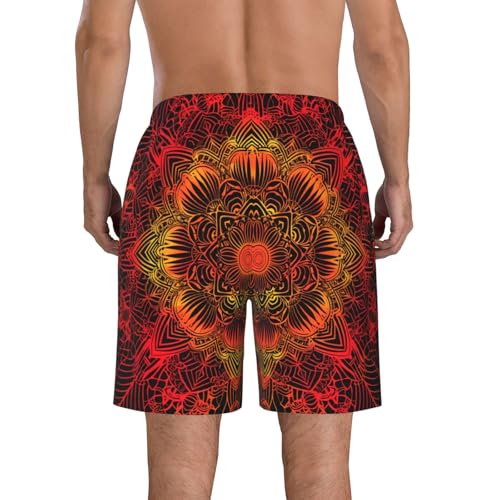 Mandala Sacred Geometric Traditional Folk Black Red Men's Quick Dry Swim Trunks Surfing Beach Mesh Board Shorts3