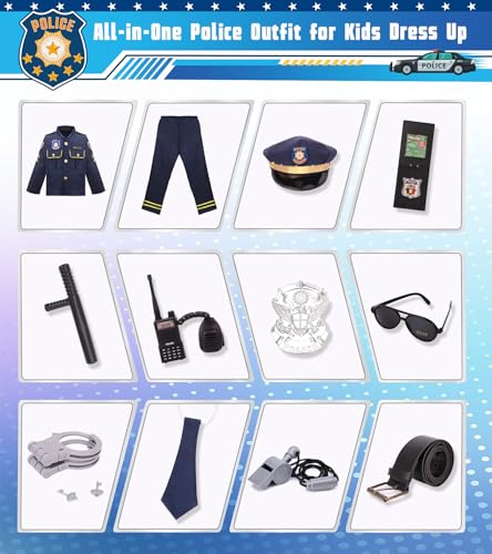 Disfraz de policía para niños con gorra luminosa XL miniatura 7