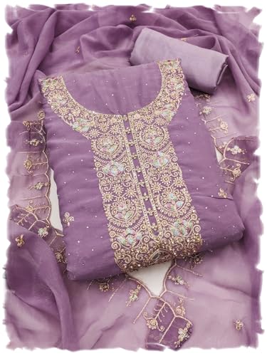 Image of Women's Shimmer Silk Embroidery Work Unstitched Dress Material
