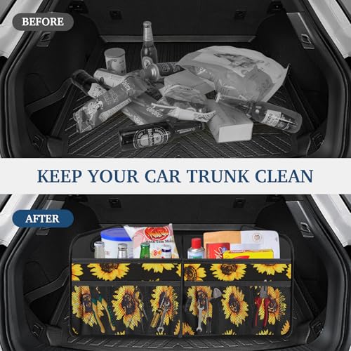 Image of Femuar Car Trunk Organizer, Car Storage Organizer with Large Capacity Waterproof Collapsible Trunk Organizer for Car Suv /Jeep /Sedan (Sunflower, Standard)