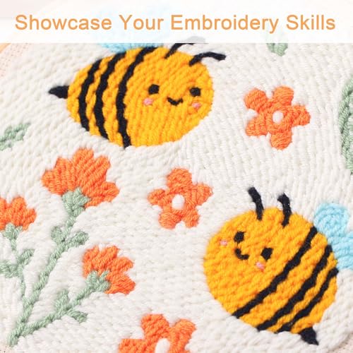 Image of REEWISLY Punch Needle Embroidery Kit, Embroidery Hoop, Essential Punch Needle Supplies,Ideal Punch Art for Beginners,DIY Adults Embroidery, Video Teaching (65232)