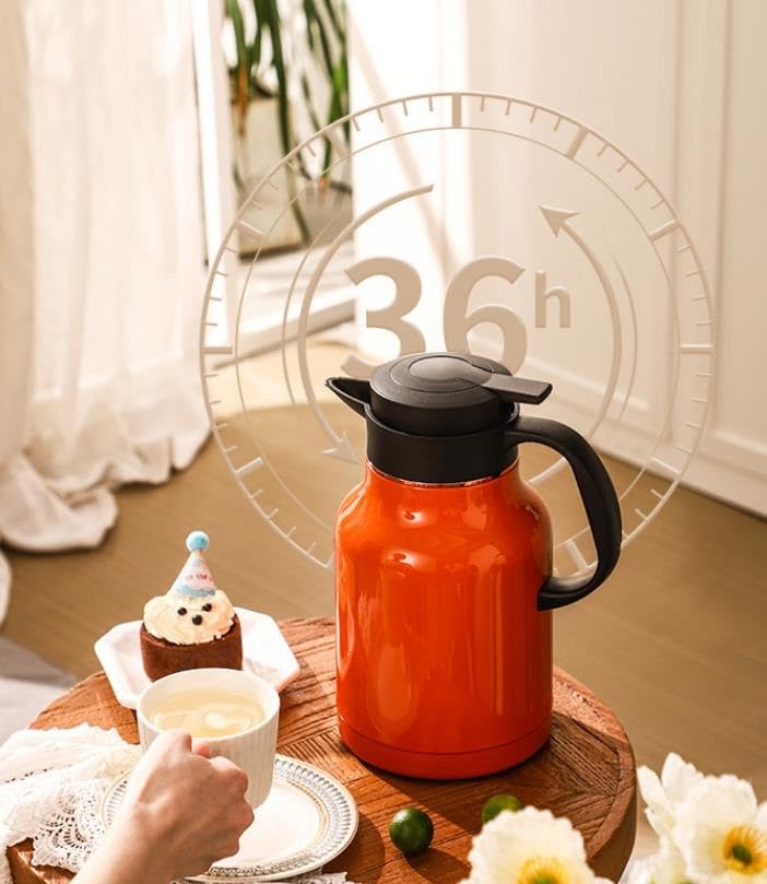 Termiczna karafka do kawy ze stali nierdzewnej 1,8 l, izolowana butelka utrzymuje temperaturę gorących i zimnych napojów przez 36 godzin, serwer do kawy premium do gorących płynów - i stylowa karafka