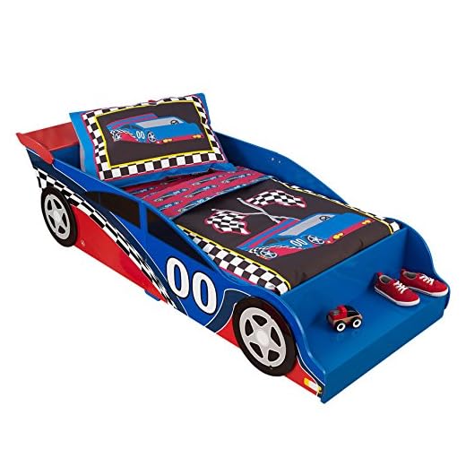 KidKraft- Race Car Estructura de cama para niños, de madera, estilo de coche de carreras, mobiliario de dormitorio , Color Multicolor (76038)