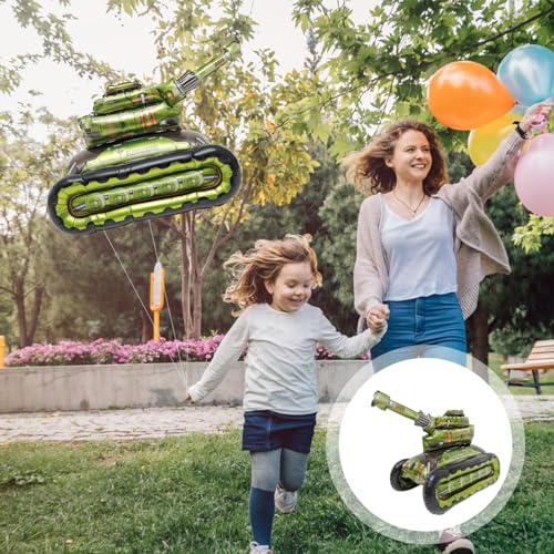 Zerodeko Army Tank Balloon Camouflage Tank 3D Foil Balloon Camo Army Themed Party Decoration for Kids Birthday Baby Shower - Image 5