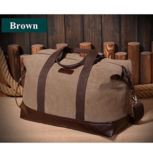 Image of Classic Canvas Leather Duffel Bag Weekender Overnight Bag Carry on Travel Tote