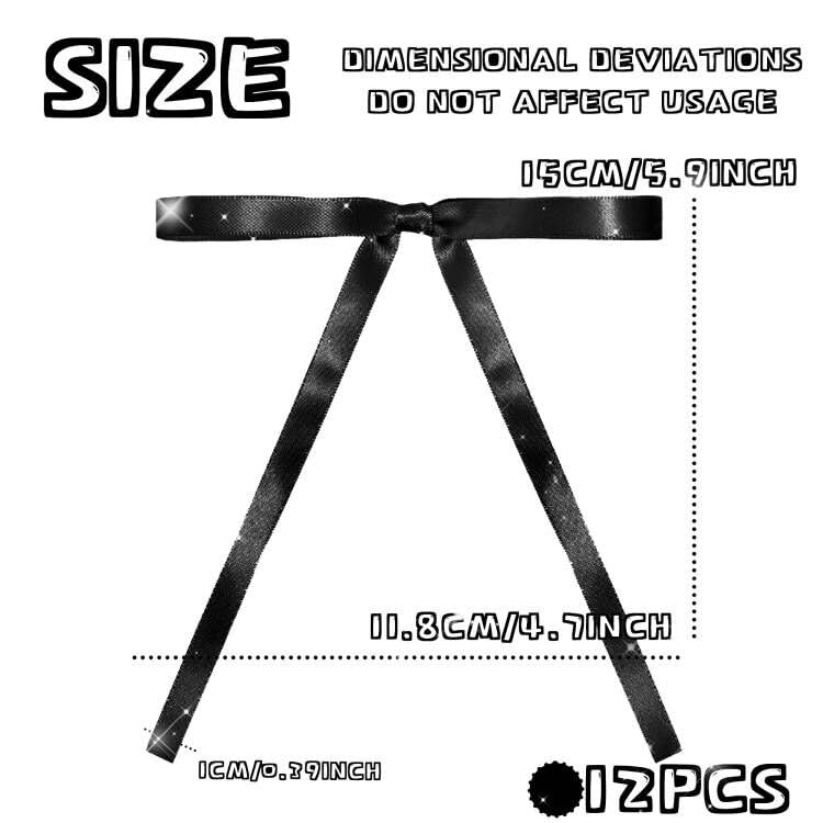 Black Bow Cake Topper 12PCS Bowknot Ribbons Coquette Bow Cake Dessert Picks for Decorations Bridal Baby Shower Birthday Wedding