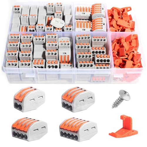 shengbowi Wire Push Cable Connectors Compact Wire Assortment Pack Splicing Electrical Solid Stranded Flexible Wires Lever Terminal Block Conductor