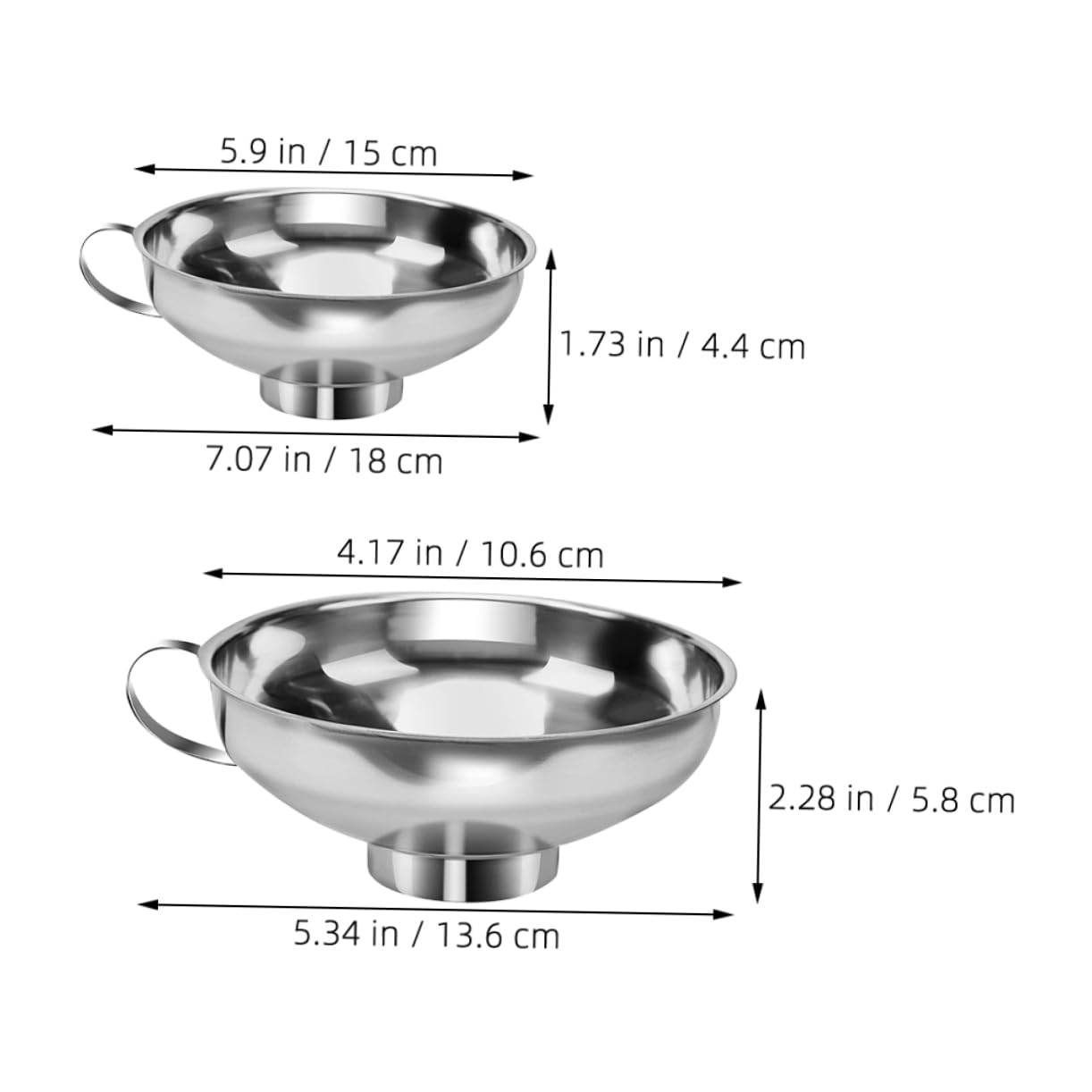 Cabilock 4 Set 4 Set Imbuto In Acciaio Inox Imbuto A Bocca Larga Per Barattolo Di Per Conserve Per Uso Cucina Di Riempimento Imbuti A Bocca Larga 2 pezzi * 4