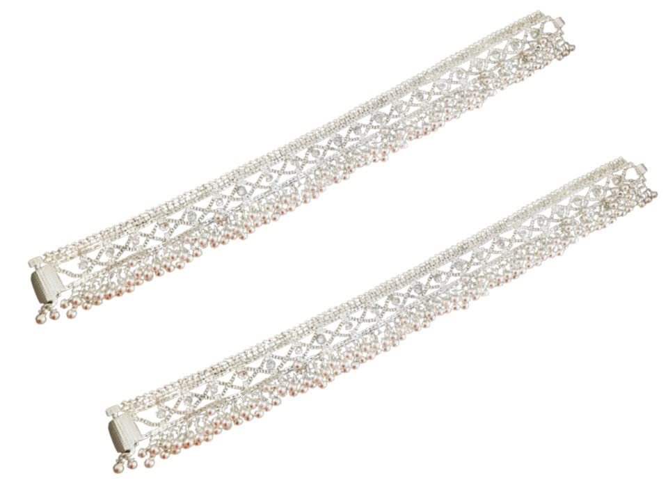 THE OPAL FACTORY Traditional Metal Silver Plated Payal For Women, Marwari/Rajasthani Dulhan Handcrafted Payal, With Artificial pearl Anklets for women and girls. (B0C6Q73L8B) Amazon Price History, Amazon Price Tracker