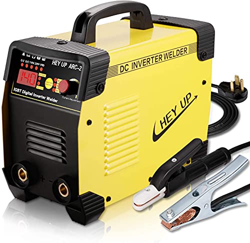 Welder 110V 220V 140A MMA IGBT VRD Hot Start Welder Portable Arc Force Digital Display LCD Welder DC Dual Voltage Welding Machine Electrode Holder Work Clamp Input Power Adapter Cable Stick Welder