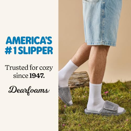 Image of Dearfoams Men's Adjustable Indoor /Outdoor Memory Foam Machine Washable Summer Slide Slipper