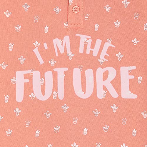 Image of miniklub Boys Peach White Printed Mandarin Collar Cotton Pure Cotton T-Shirt