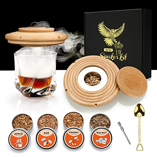 Kit per affumicatore per cocktail, set per fumatori con 4 trucioli di legno, regalo per la festa del papà, kit per bevande per fumatori whisky, accessori per cocktail, bevande, bourbon - Beech