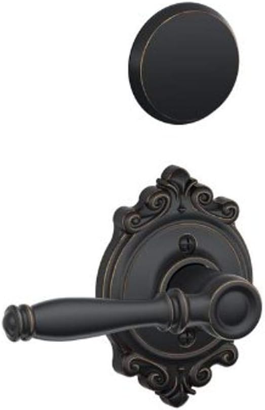 Schlage F94-BIR-BRK Birmingham Lever Dummy Interior Pack with Deadbolt Cover Pla, Aged Bronze