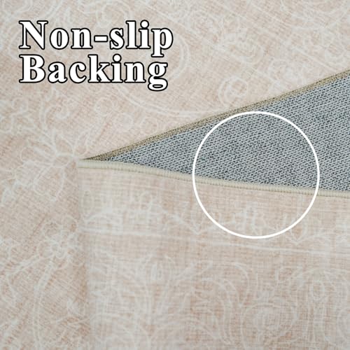RUUGME 9x12 Washable Area Rugs - Large Boho Rugs for Living Room Stain Resistant Carpet Vintage Tribal Rugs for Bedroom Kitchen with Non Slip Backing Decor Floor Decoration Mat 9x12 Beige Yellow
