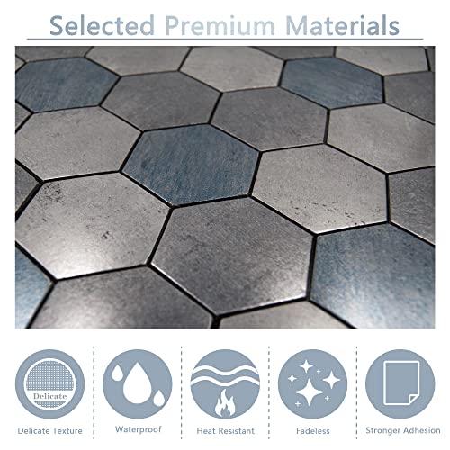 Kieacia Peel And Stick Backsplash 10Pcs Pvc Marble Self-Adhesive Tile For Kitchen Bathroom (Blue) #TOP6