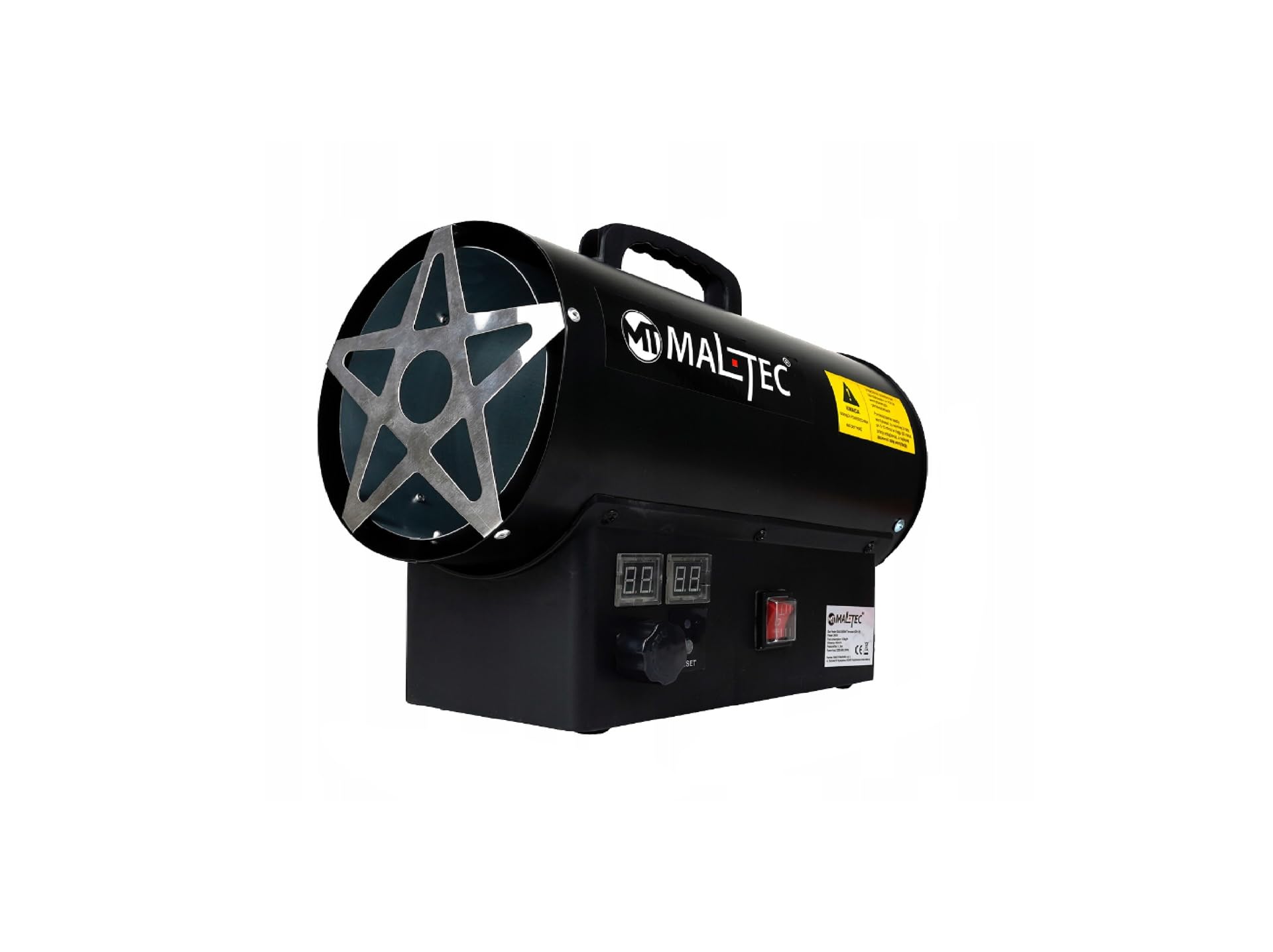 MalTec GAS-2500Wtt Hohe Leistung 25kW Lufterhitzer HeizLüfter Warmluftgebläse für LPG mit Thermostat Griff/Überhitzungsschutz/Schlauch/Druckminderer