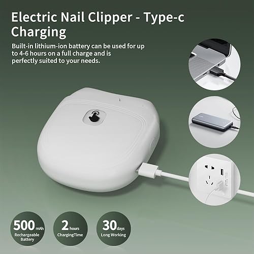 Miniatura 4 de Cortaúñas eléctrico, 2 velocidades, recortador de uñas eléctrico automático para adultos, personas mayores, bebés y niños con luz LED, cortaúñas