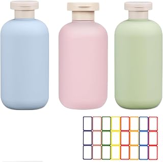 3 Piezas Botes Viaje con Etiqueta, 200ml Botes Viaje Rellenables Gadgets Viaje, Travel Bottles Reutilizable Botes De Viaje para Champú, Gel De Ducha, Productos para El Cuidado De La Piel