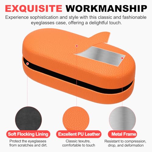 Image of PATIKIL Hard Shell Eyeglasses Case, PU Leather Large Glasses Case Litchi Grain Protective Sunglasses Organizer for Women Men