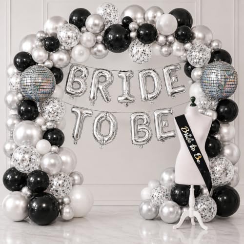 Image of Party Propz | Bridal Decor Kit | 64 Pcs | Shimmering Foil Balloon & Sash | Metallic Finish | Bride To Be Decoration, Party Decorations Items, Bridal Shower Decorations | Multicolor | Easy Setup