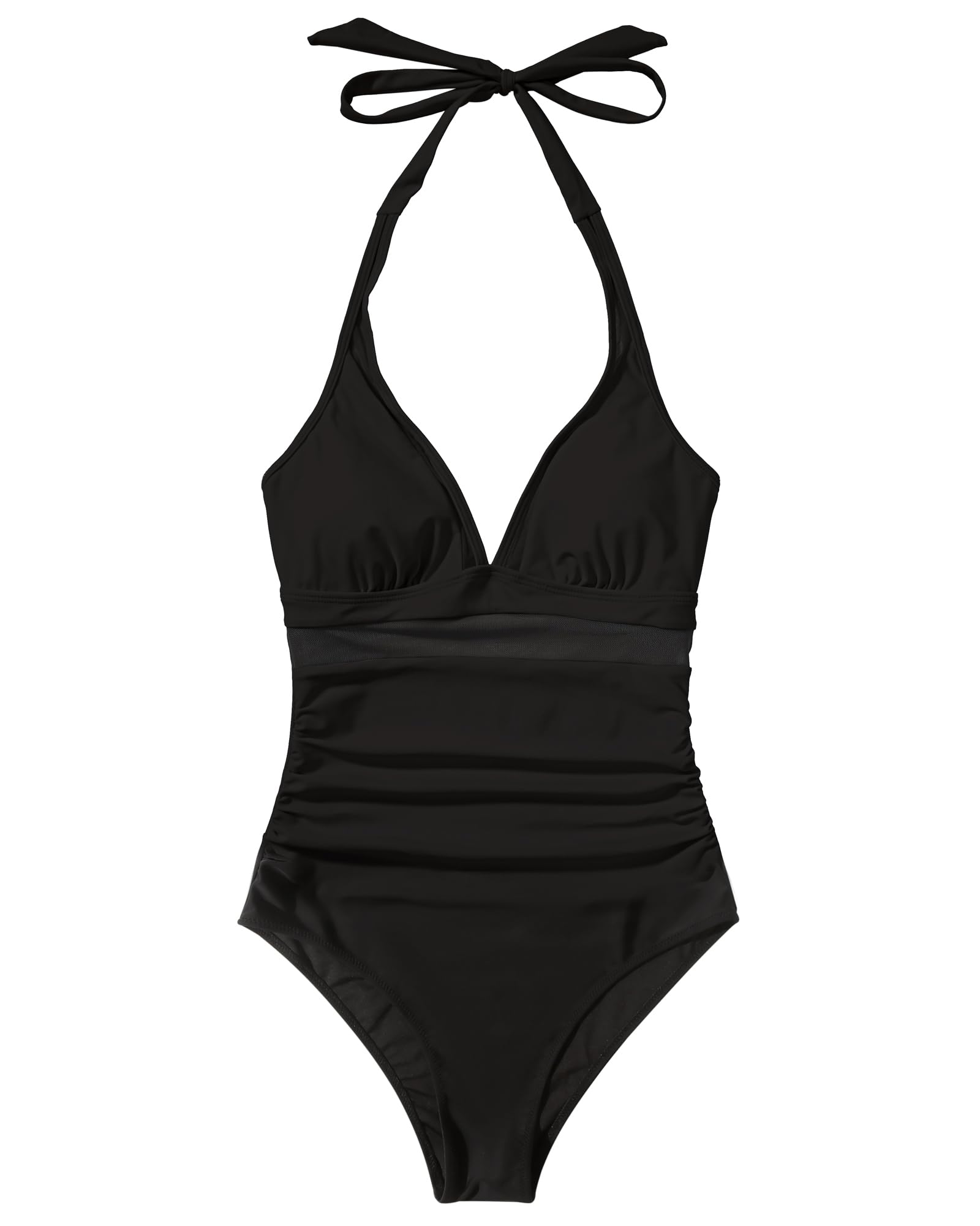 RXRXCOCO Traje de baño de una pieza para mujer, con control de abdomen, con cordón y malla halter