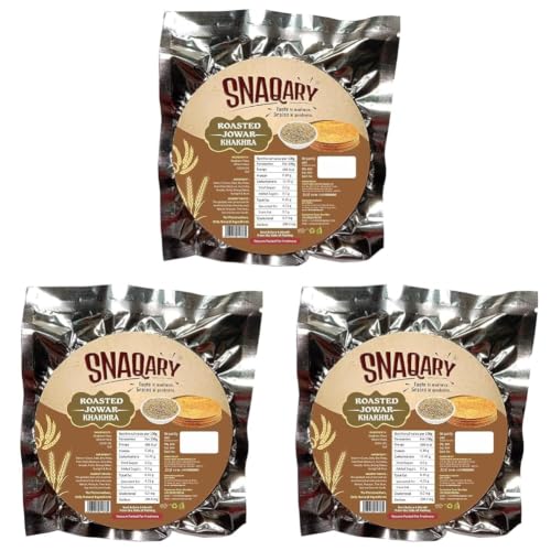 Image of Snaqary Roasted Gujarati Jowar Khakhra (200g) - Pack of 6 | Wholesome Millet Delight | 100% Natural, Healthy, and Delicious Snacks for guilt-free munching