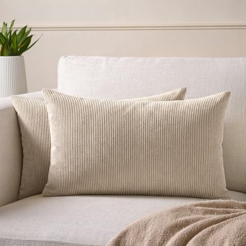 Image of Encasa XO Corduroy Cushion Covers, Boho Pillow Covers, No Inserts Grey