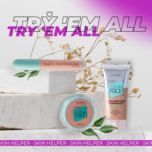 Image of Lamel- Oh my Clear Face Foundation 406- Sand | Contains tea tree extract and salicylic acid |Controls sebum production |Anti-blemish formula |SPF 15 |Oil-free foundation | 40ml