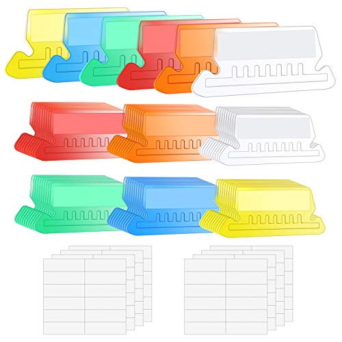 120 Sets File Folder Tabs Multicolor Hanging File Folder Tabs with Blank Inserts 2 Inches Plastic Hanging File Tabs for Hanging Folders