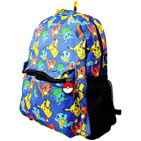 FAB Starpoint Pokemon All Over Print 16 inch Blue Backpack with Multi Characters including Pikachu Cover