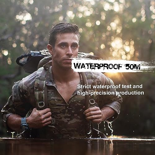 Image of NORTH EDGE Men's Watches Military Watches for Men Carbon Fiber Waterproof for Men Date Display Nylon Army Tactical Sports Minimalist, Black, 50, outdoor