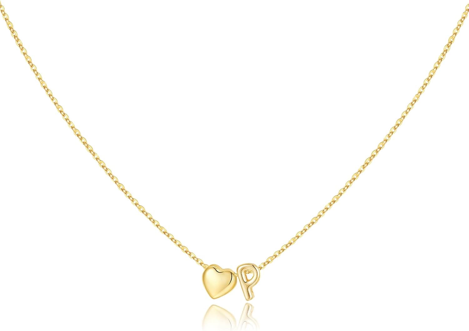 M MOOHAM Valentines Gifts for Kids Her - Heart Initial Necklaces for Women Girls 14K Gold Plated Tiny Heart Necklace Jewelry for Kids Personalized Birthday Gifts for Teen Girls Trendy