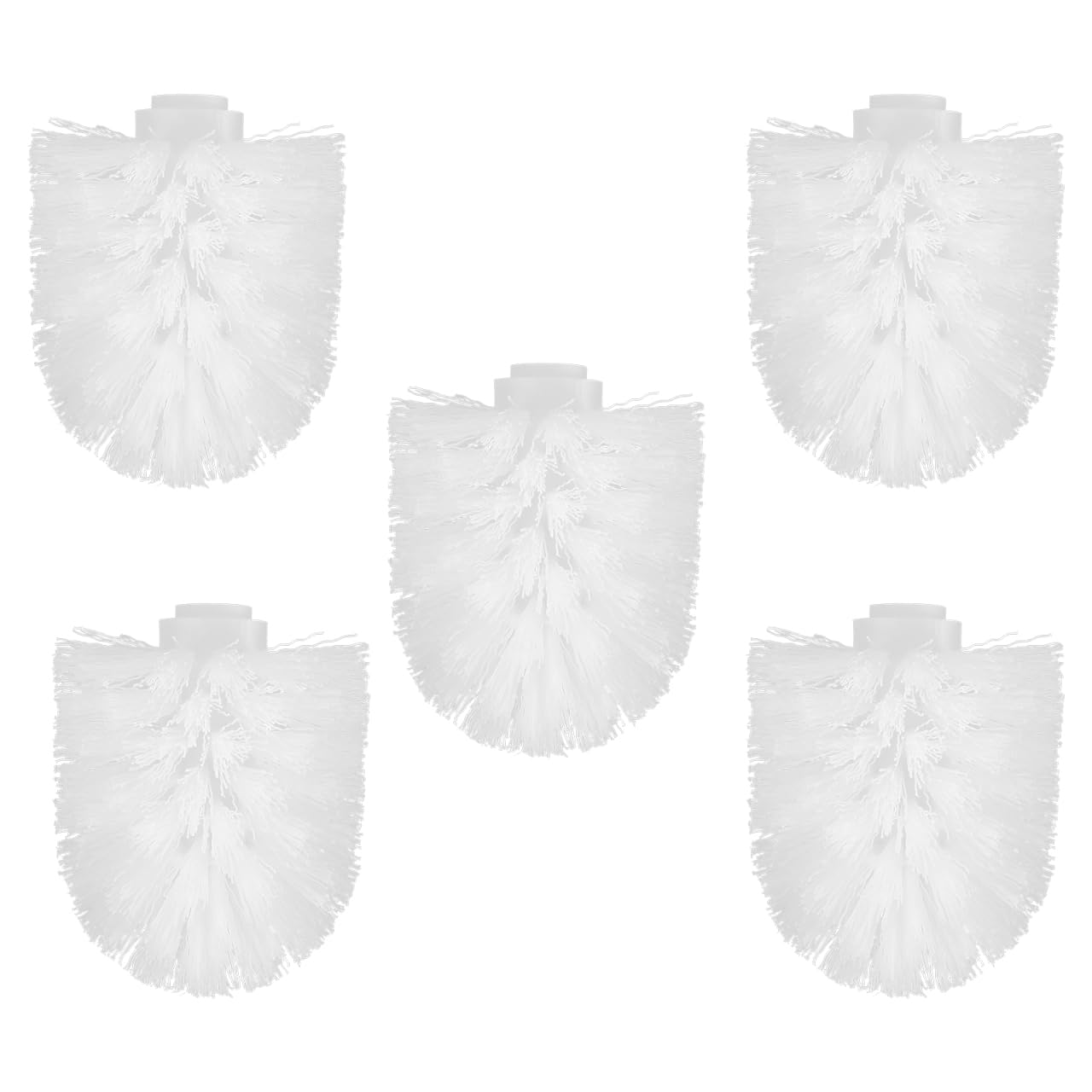5Pcs Toilet Brush Replacement Heads, White Plastic, Compact Round Ball Design for Bathroom Cleaning, Easy to Install and Store, Fits Most Toilet Brushes