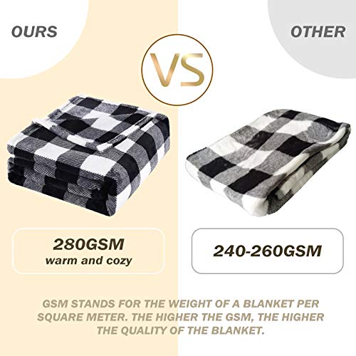 Bobor Buffalo Plaid Throw Blanket For Couch Bed, Flannel Black White Checker Plaid Pattern Christmas Decorative Throw Blanket, Super Soft Comfortable Lightweight Fuzzy Blanket (Black White, 50"X60") #TOP3