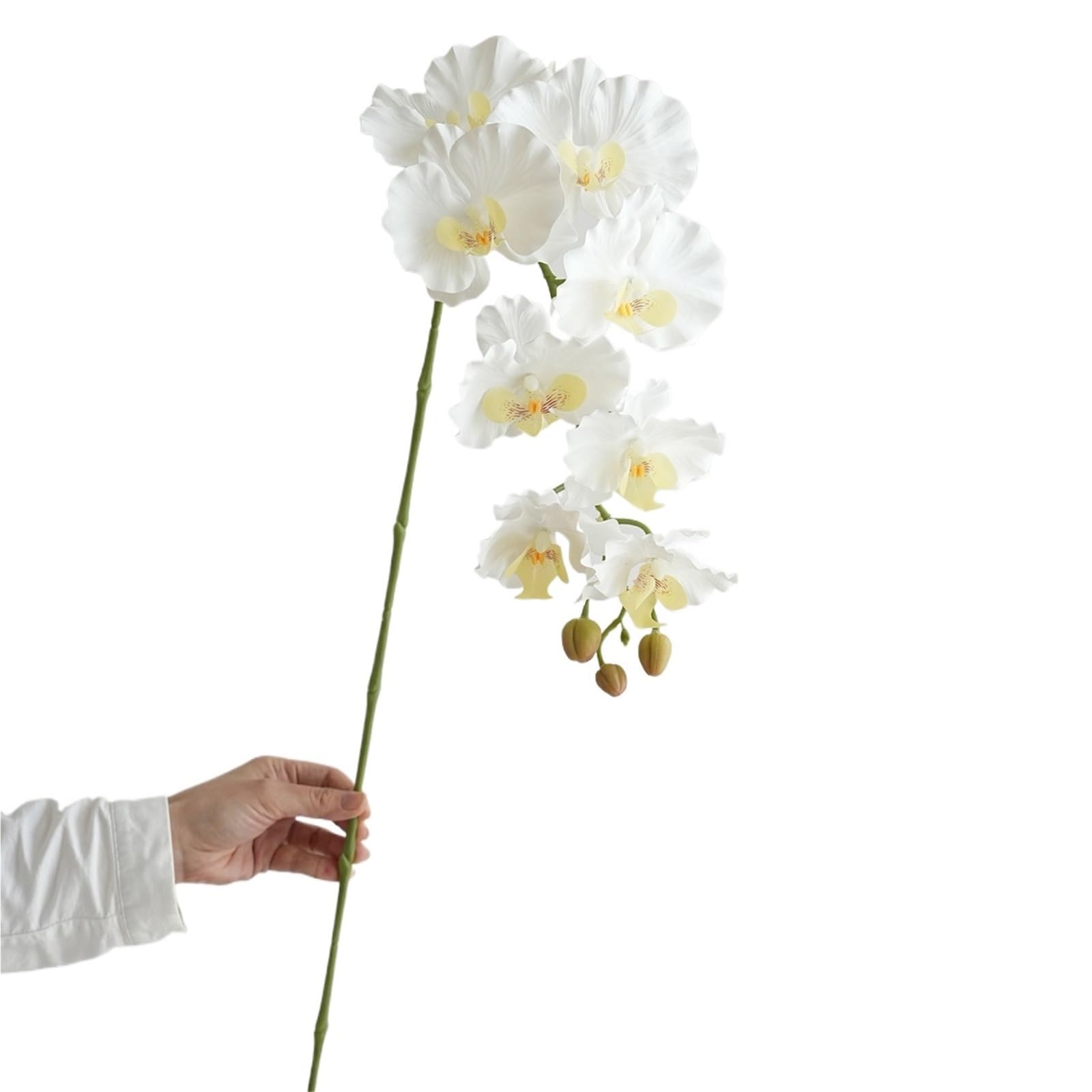FonHNDG Artificial Flower Branches Artificial Phalaenopsis Orchid Flowers Wedding Decorative Realistic Long Stems 9 Heads Home Indoor Decor(Color1)
